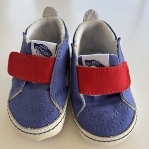 Vans Crib Shoes Size 2 Blue & Red Infant Baby Boy Skater Off The Wall Sk8